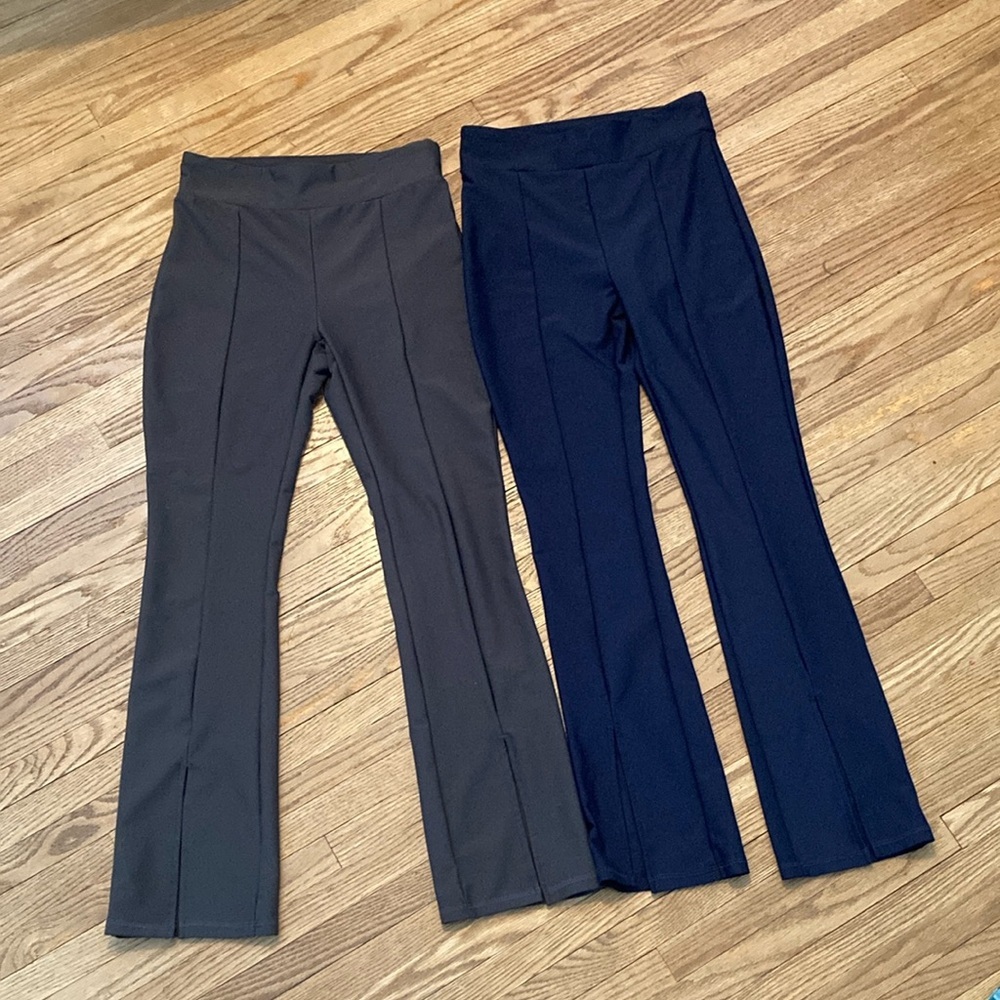 Old Navy Black and Blue Leggings with Stretchy Fabric and Wide Waistband